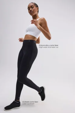 Leggings deportivos compressive largos vientre plano negro