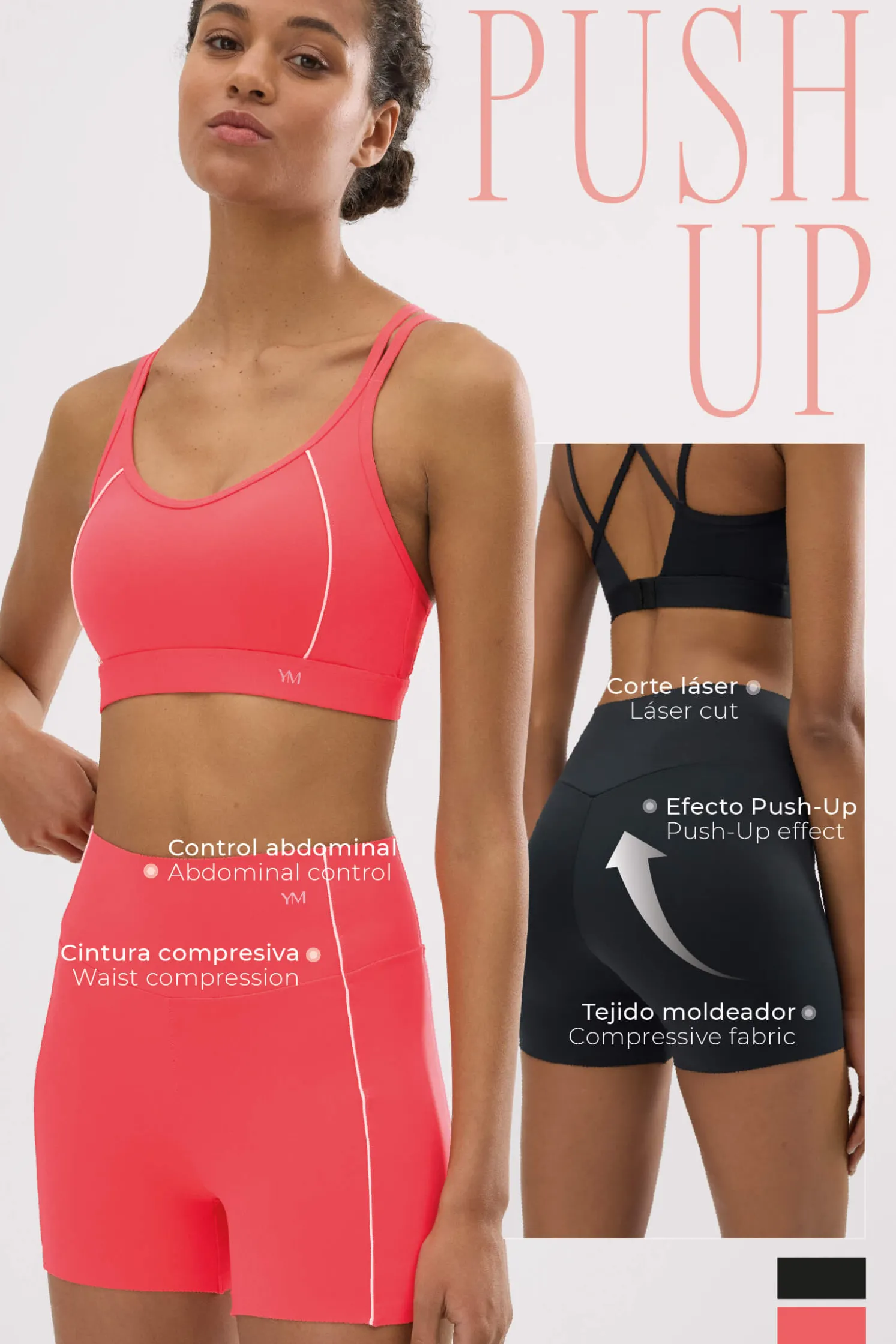 Leggings deportivos Compressive cortos efecto push-up negro