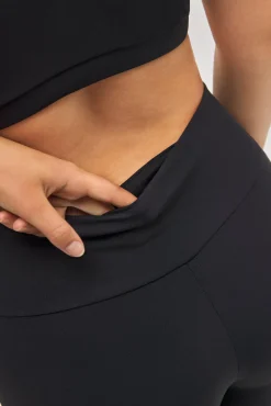 Leggings deportivos de tiro alto tacto algodonero negro