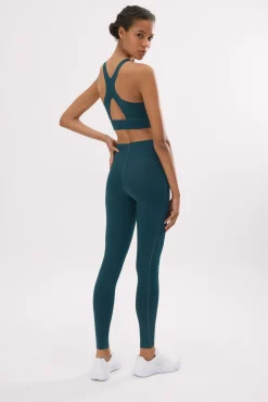 Leggings deportivos largos compressive vientre plano verde botella