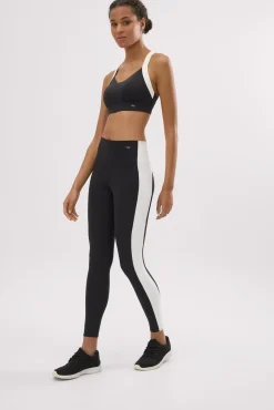 Leggings deportivos largos efecto push-up negros con franja en contraste