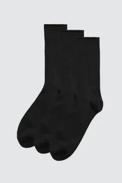 Pack 3 calcetines altos bambú sin puño negro
