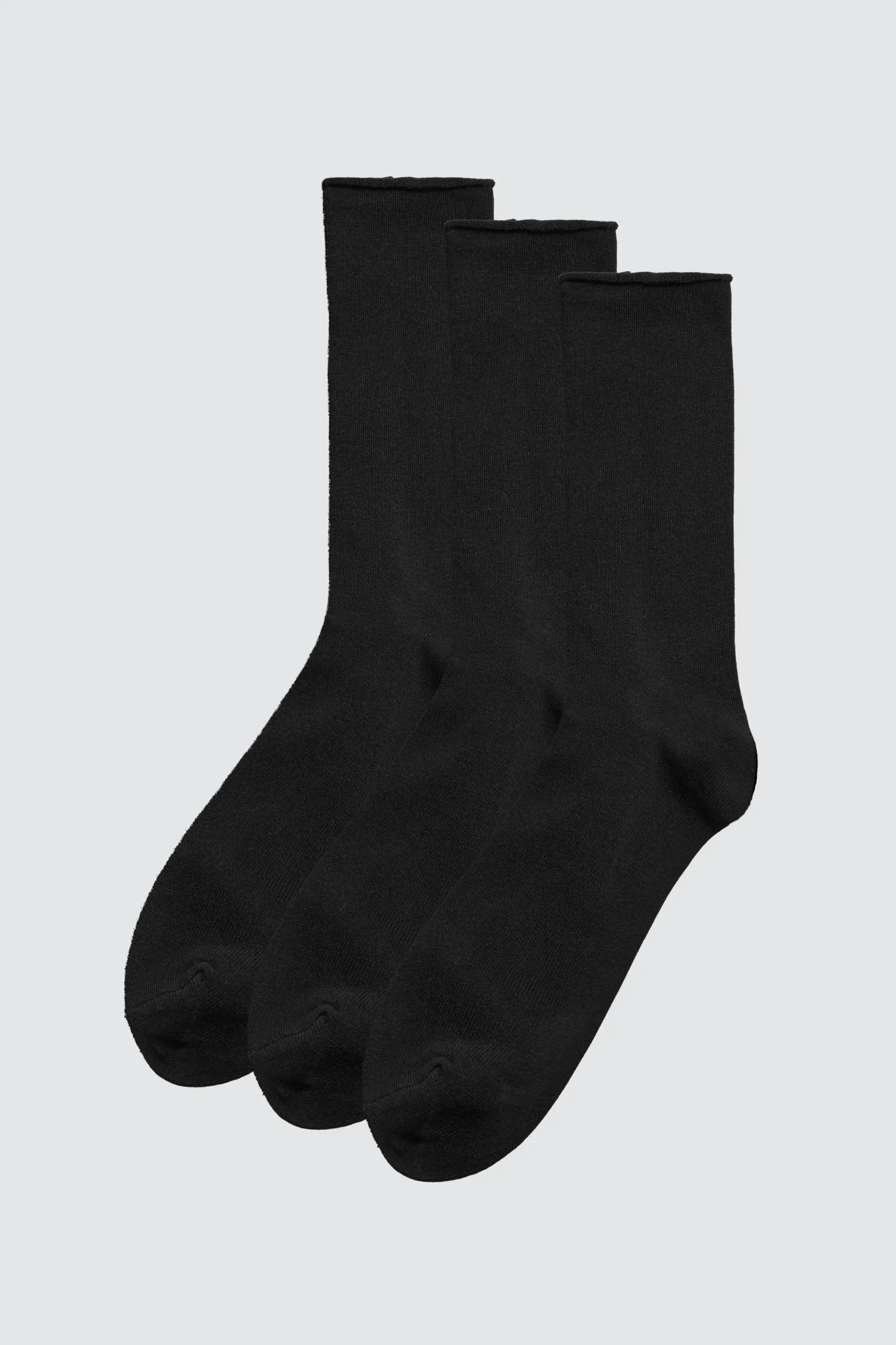Pack 3 calcetines altos bambú sin puño negro