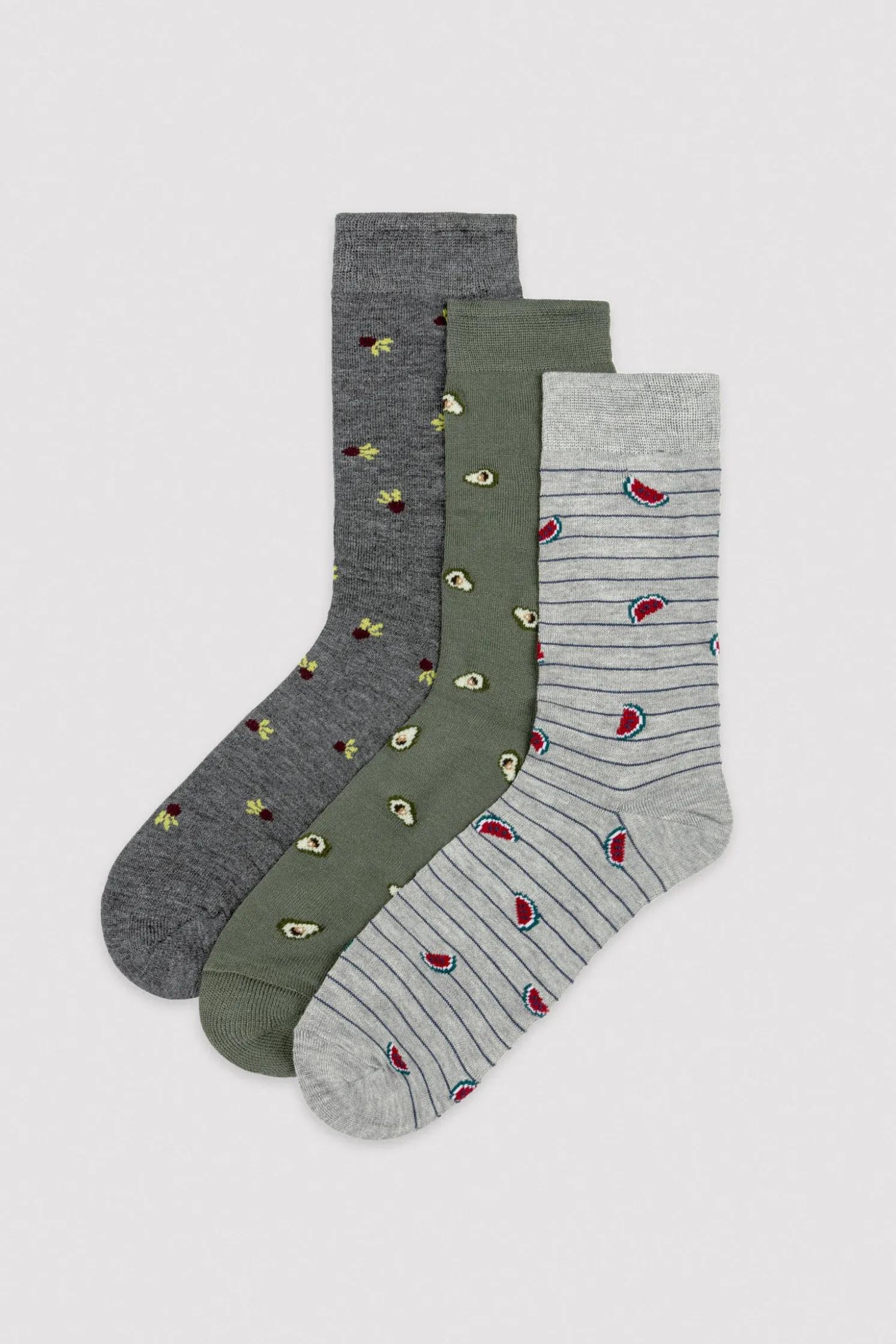 Pack 3 calcetines altos estampado frutas