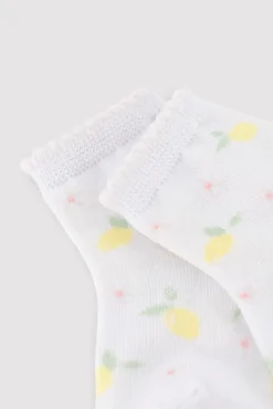 Pack 3 calcetines cortos bebé estampados limones y fresa
