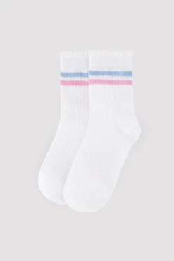 Pack 3 calcetines cortos infantiles detalle puño rizado y rayas contrastadas