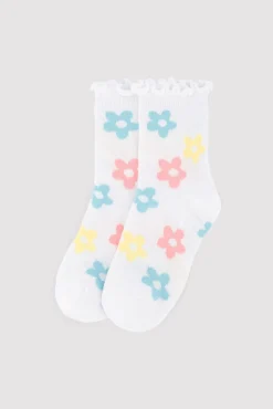 Pack 3 calcetines cortos infantiles detalle puño rizado estampados