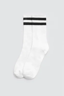 Pack 3 calcetines deportivos puño a rayas blanco