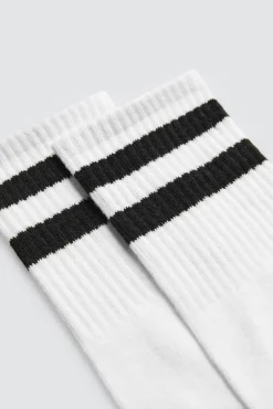 Pack 3 calcetines deportivos puño a rayas blanco