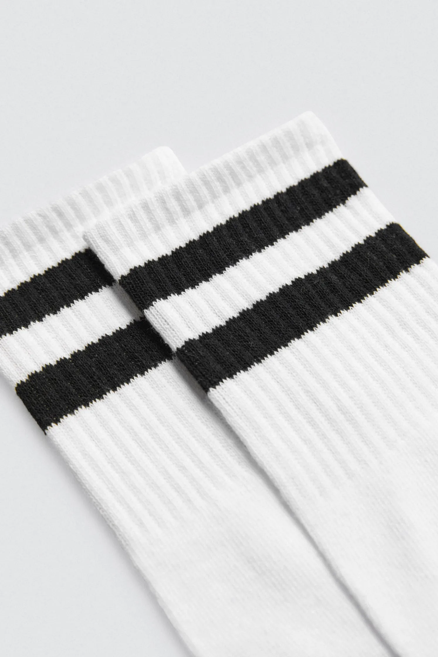 Pack 3 calcetines deportivos puño a rayas blanco