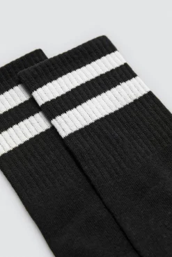 Pack 3 calcetines deportivos puño a rayas negro