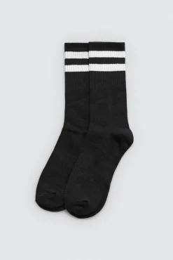 Pack 3 calcetines deportivos puño a rayas negro
