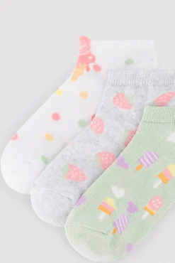 Pack 3 calcetines tobilleros infantiles estampado helados