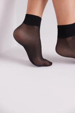 Pack 2 calcetines tobilleros puño antipresión 20 denier negro