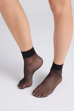 Pack 2 calcetines tobilleros puño antipresión 10 denier negro