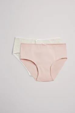 Pack de 2 braguitas de niña algodón con lazo gris y rosa