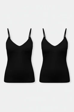 Pack de 2 camisetas interiores de tirantes algodón negro