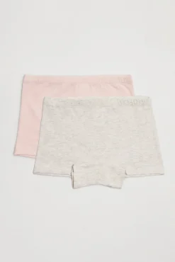 Pack de 2 culottes de niña algodón gris y rosa