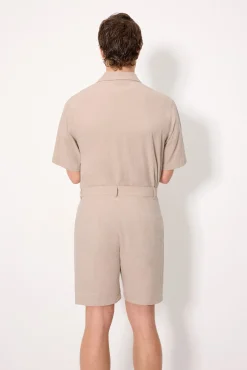 Pantalón corto algodón topo