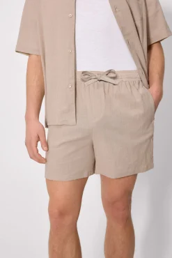 Pantalón corto con cordón algodón topo