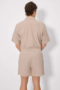 Pantalón corto con cordón algodón topo