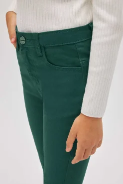 Pantalón niña vaquero pitillo verde botella
