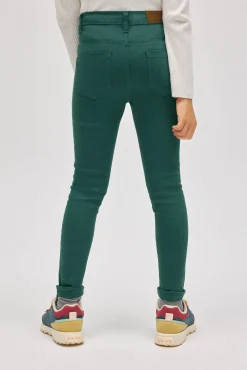 Pantalón niña vaquero pitillo verde botella