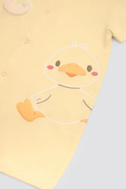 Pelele bebé manga corta estampado patos