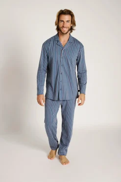Pijama hombre camisero algodón estampado rayas | MUYDEMI
