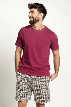 Pijama hombre corto algodón estampado geométrico | MUYDEMI