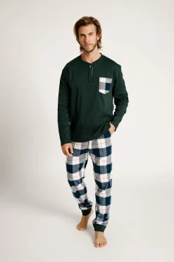 Pijama hombre largo estampado cuadros | MUYDEMI