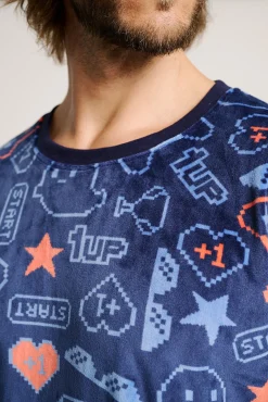 Pijama hombre terciopelo estampado Gamer | MUYDEMI