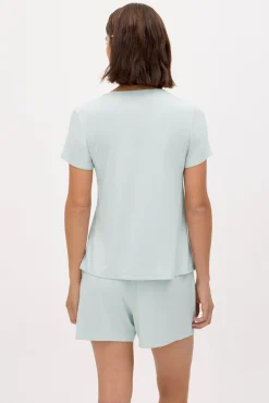 Pijama ligero camiseta manga corta y pantalón corto verde