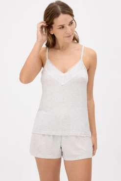Pijama ligero camiseta tirantes y pantalón corto gris