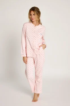 Pijama mujer camisero algodón lunares rosa | MUYDEMI