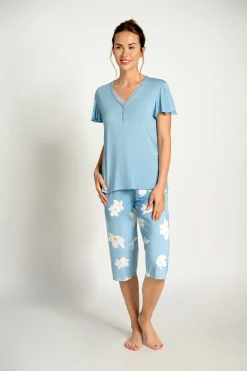 Pijama mujer capri flores azul | MUYDEMI