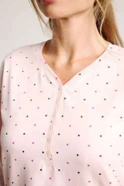 Pijama mujer largo algodón estampado tonos pastel | MUYDEMI