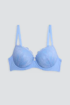 Sujetador push-up con encaje azul