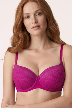 Sujetador reductor con aro con relleno encaje fucsia