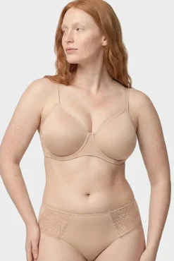 Sujetador reductor con aro sin relleno detalles encaje nude copas C y D