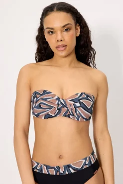 Top bikini bandeau estampado copas C y D