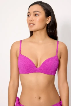 Top bikini con textura lila copa B