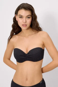 Top bikini push-up textura negro copa C