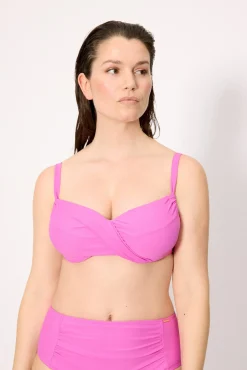 Top bikini reductor contorno regulable rosa copa D