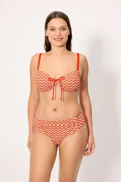 Top bikini reductor micropiqué estampado coral copa D