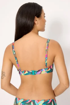 Top bikini triángulo hojas copa B