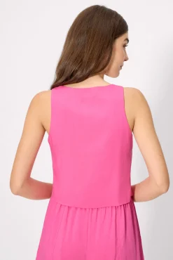 Top chaleco anudado tirantes rosa