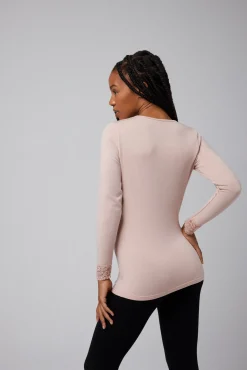 TÉRMICO Camiseta encaje manga larga nude