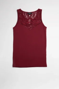 TÉRMICO Camiseta encaje sin mangas granate