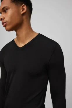 TÉRMICO Camiseta interior cuello pico manga larga negro